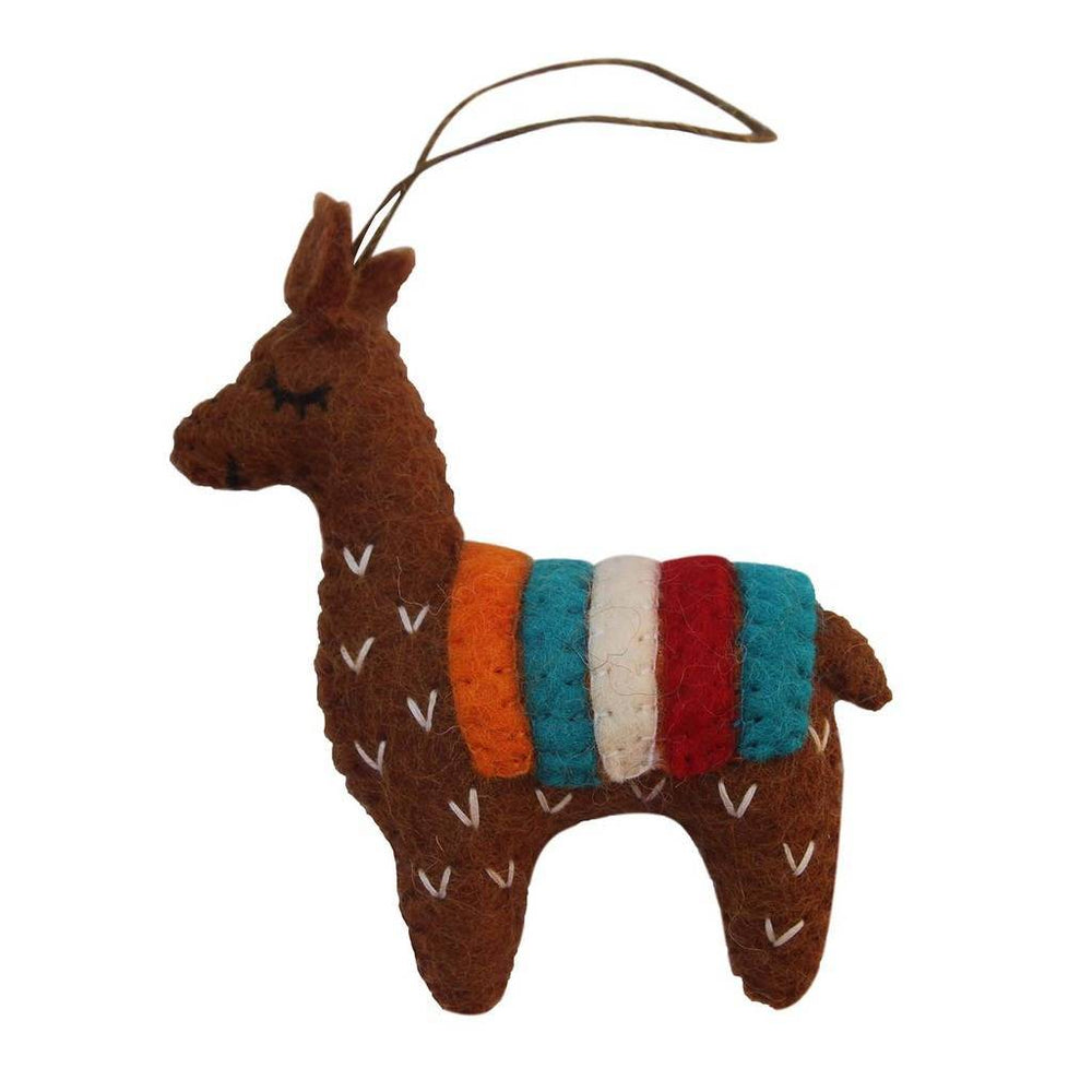 Brown Felt Llama Ornament - Global Groove (H)