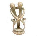 Natural 8-inch Tall Soapstone Family Sculpture - 2 Parents 2 Children - Smolart