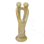 Natural 10-inch Tall Soapstone Family Sculpture - 2 Parents 1 Child - Smolart