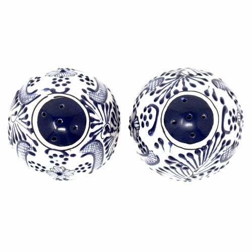 Handmade Pottery Spice Shakers, Blue Flower