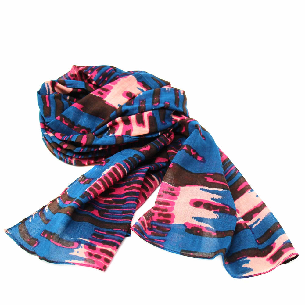 Printed Dark Abstract Design Cotton Scarf