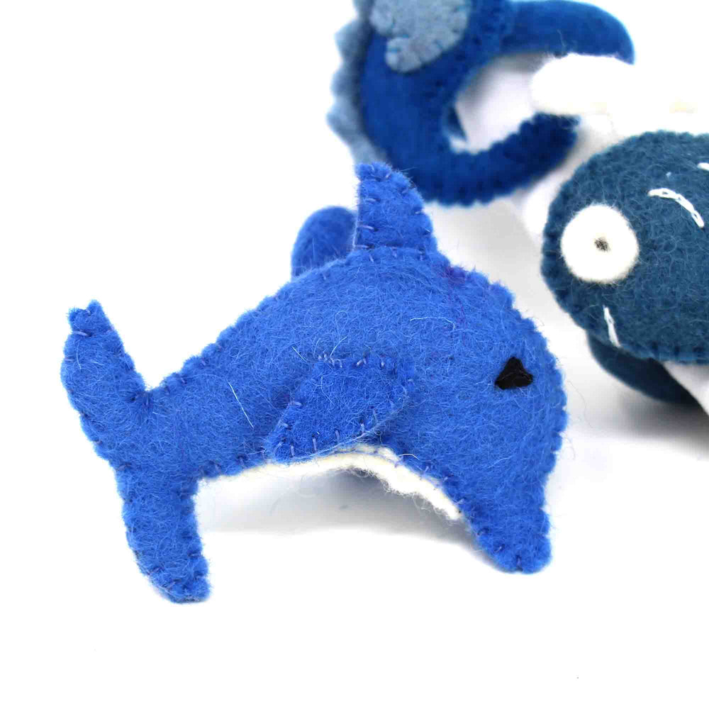 Nautical Shark, Whale & Seahorse Felt Napkin Rings, Set of 4