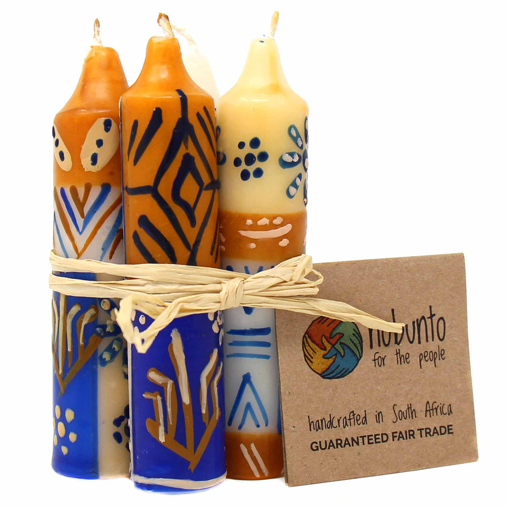 Hand-Painted 4" Dinner or Shabbat Candles, Set of 4  (Durra Design)