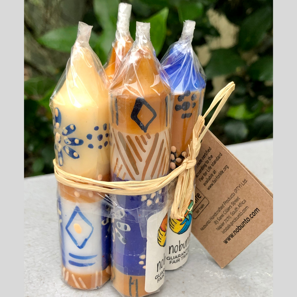 Hand-Painted 4" Dinner or Shabbat Candles, Set of 4  (Durra Design)