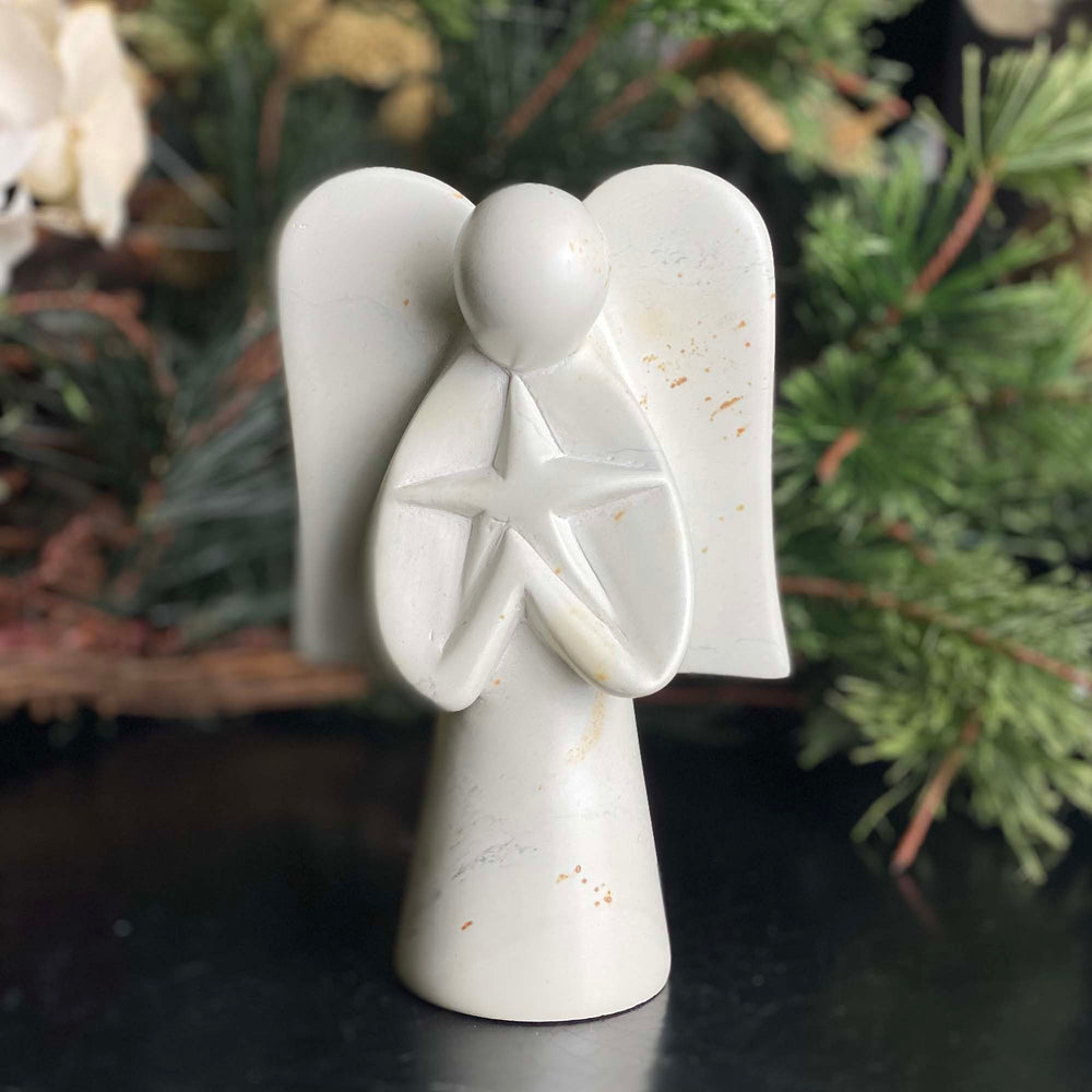 Angel Soapstone Sculpture Holding Star