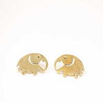 Elephant Brass Stud Earrings