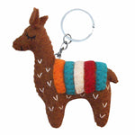 Hand Crafted Felt from Nepal: Keychain, Brown Llama