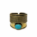 Turquoise Stone Adjustable Brass Ring