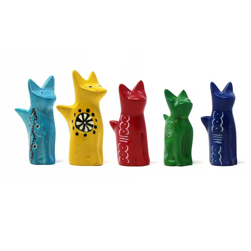 Soapstone Tiny Sitting Cats - Assorted Pack of 5 Colors