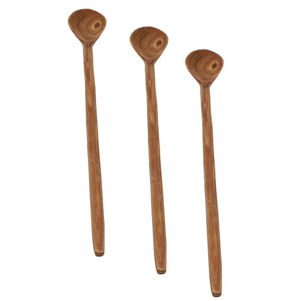 Olive Wood Long Appetizer Spoon, Set of 3