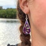 Fuschia with Abalone Petals Teardrop Earrings