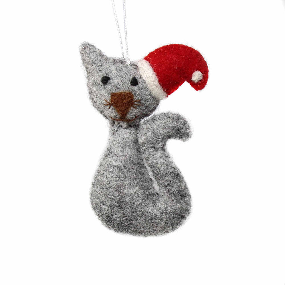 Hand Felted Christmas Ornament: Cat - Global Groove (H)