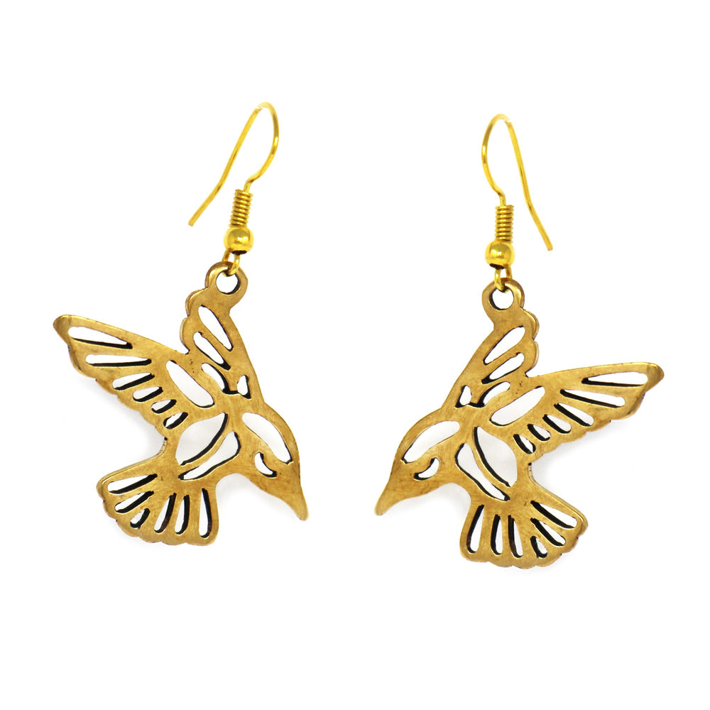 Pair of Birds in Tumbaga Gold Drop Earrings