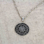 Alpaca Silver Aztec Face Pendant with Chain