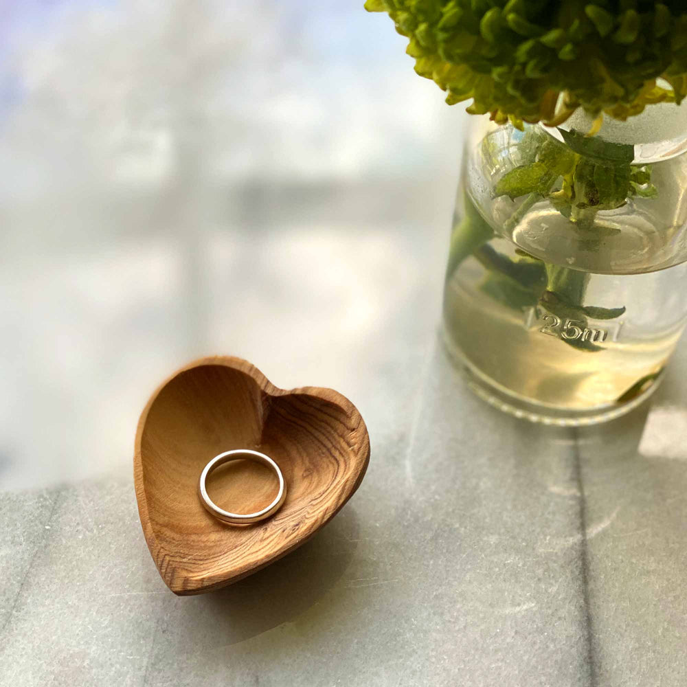 Petite Olive Wood Heart Trinket Bowls - Set of 2