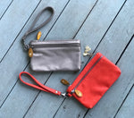 Vegan Leather Wrist Clutch — Grey