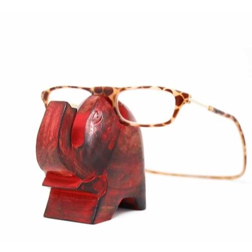 Elephant Eyeglass Stand in Red Wash