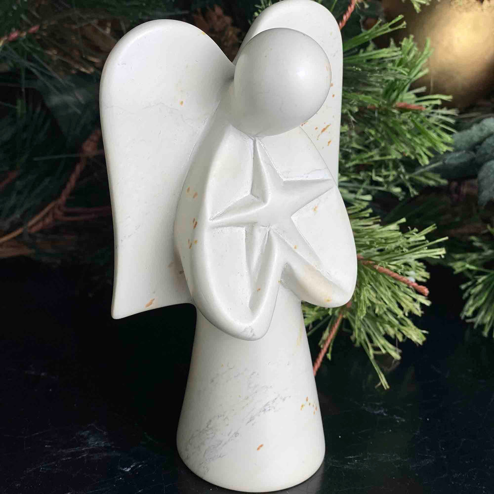 Angel Soapstone Sculpture Holding Star