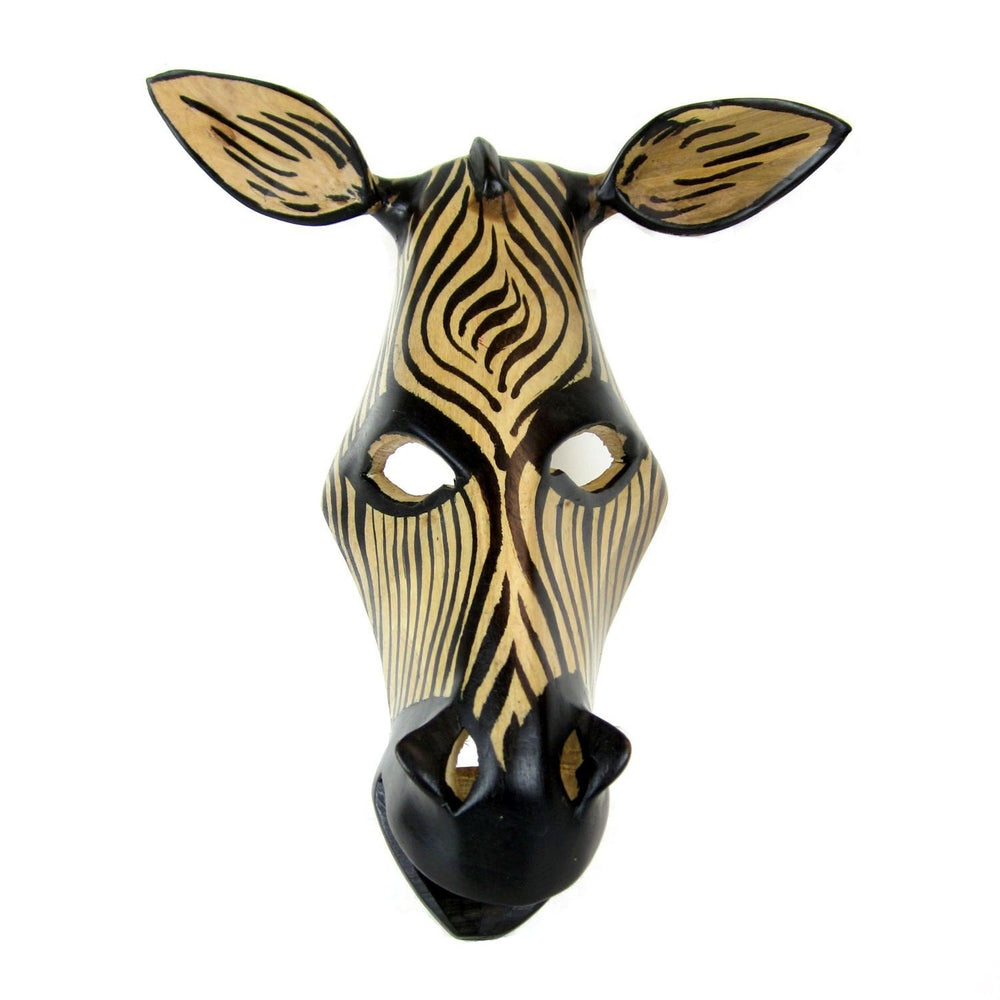 Hand-carved African Zebra Mask - Jedando Handicrafts (H)